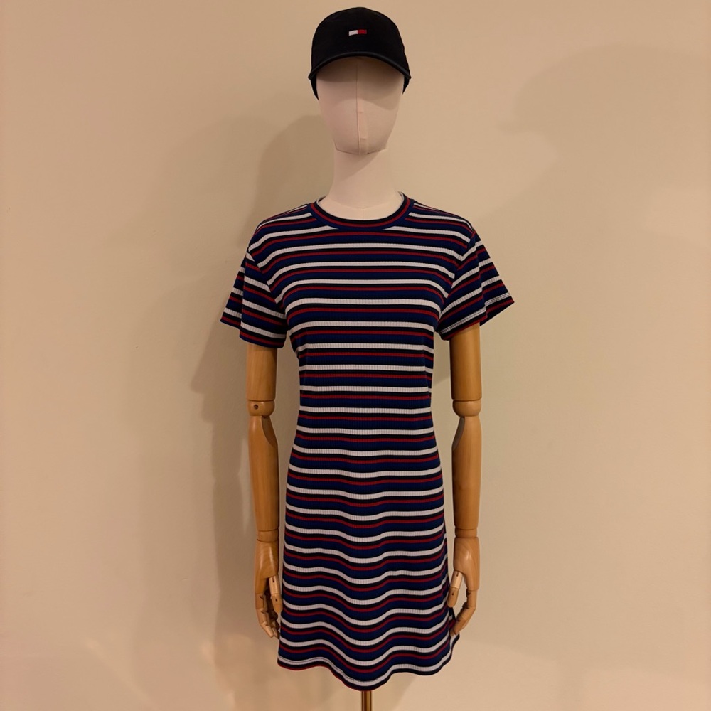 Defacto Striped Ribbed Knit A-Line Dress – Size XL